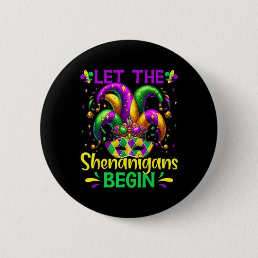 Laat de Shenanigans beginnen met Mardi Gras Ronde Button 5,7 Cm (Voorkant)