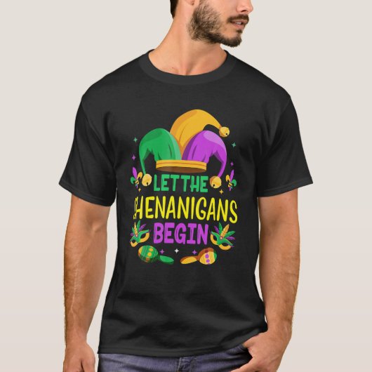 Laat de Sjenanigans beginnen met Mardi Gras Kinder T-shirt (Voorkant)