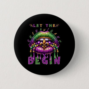 Laat de Sjenanigans beginnen met Mardi Gras Lips K Ronde Button 5,7 Cm