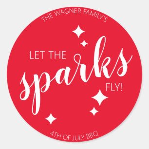 Laat de Sparks vliegen 4th of July Sparkler Red Ronde Sticker