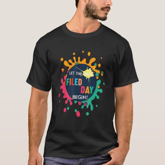 Laat de Spelen met Velddag beginnen T-shirt (Voorkant)