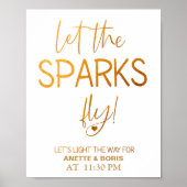 Laat de vonken het poster van het trouwbord vliege (Voorkant)