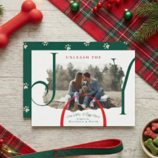 Laat de vreugde los | Kerstkaart met huisdier foto