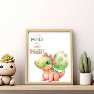 Laat de wereld je gebrul horen! Mooie waterverf Di Poster