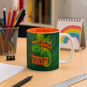 Laat de wereld je kleur niet veranderen - Chameleo Tweekleurige Koffiemok