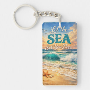 Laat de zee je vrij – Ontspannende oceaan golven Sleutelhanger