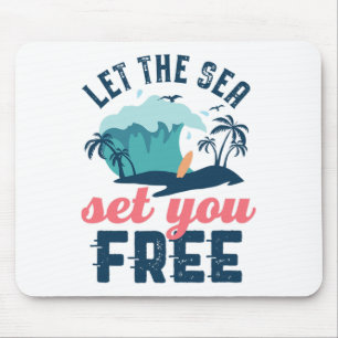 Laat De Zee Jou Vrij Verklaren Vintage Retro Zomer Muismat
