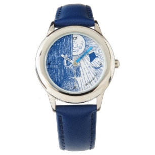 Laat de zon schijnen in blauw horloge