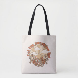 Laat de zonneschijn in Groovy Daisy Hippie Flowers Draagtas