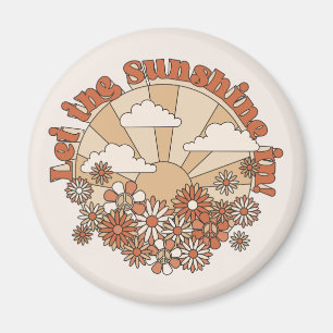 Laat de zonneschijn in Groovy Daisy Hippie Flowers Magneet