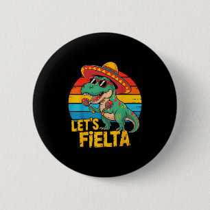 Laat dino dinosaurus retro cinco de mayo vieren  ronde button 5,7 cm