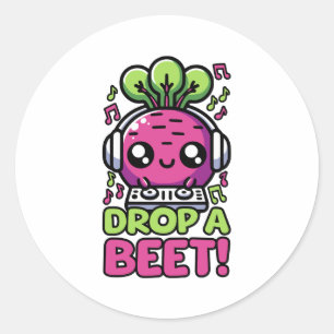 Laat een biet vallen! Schattigee DJ Vegetable Pun Ronde Sticker