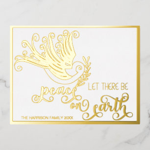 Laat er vrede zijn op aarde Gouden Duif Kerstmis Folie Feestdagen Briefkaart