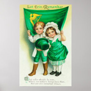 Laat Erin Couple herinneren die een vlag houdt Poster