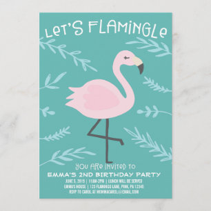 Laat Flamingle Cute Flamingo Pastel Uitnodiging