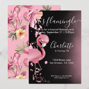 Laat Flamingle Tropical Pink Flamingo Birthday Kaart