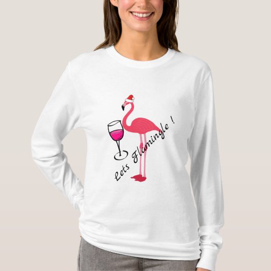 Laat Flamingo Grappige Flamingo Kerstcocktails T-shirt (Voorkant)