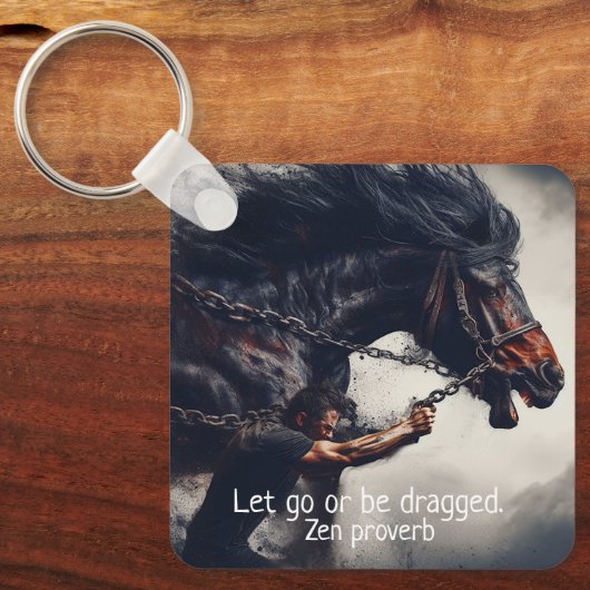 "Laat gaan" en krachtig paard Sleutelhanger (Voorkant)
