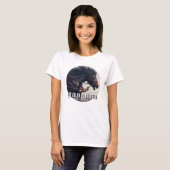 "Laat gaan of worden gesleept" en razend paard T-shirt (Voorkant volledig)