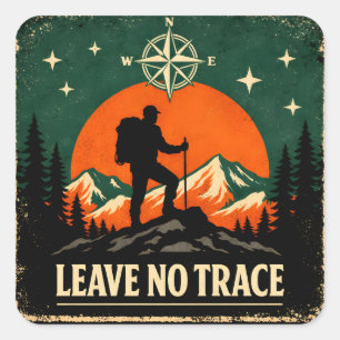 Laat geen spoor achter – Eco Outdoor Ethiek Natuur Vierkante Sticker