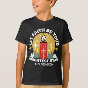 Laat geloof je helderste ster kaars kunst zijn t-shirt