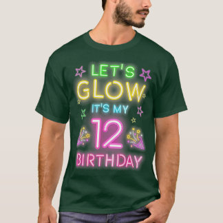 Laat Glow party zijn mijn 12e verjaardag Retro 80s T-shirt
