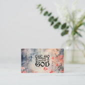 Laat God Coral Blue Floral Art Christelijk Visitekaartje (Staand voorkant)