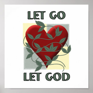 Laat God herstellen Slogan Quote Red Heart Poster