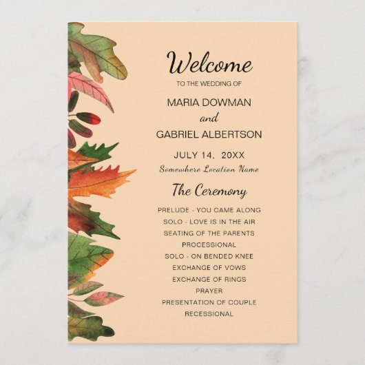 Laat herfst achter. Herfst formele botanische brui Programma (Voorkant)