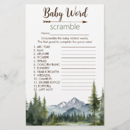 Laat het Adventure Word Scramble Game Baby shower