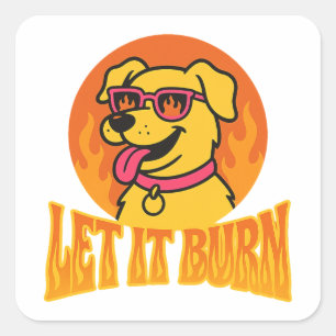Laat het Afkoelen Koele Hond met Zonnebril Grappig Vierkante Sticker