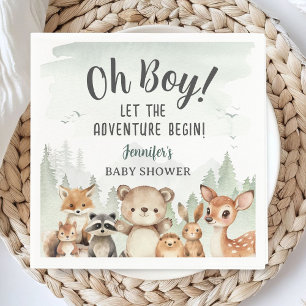 Laat het Avontuur Begin Baby Shower Jongen Bos Servet