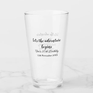 laat het avontuur beginnen 20e verjaardag voeg naa glas