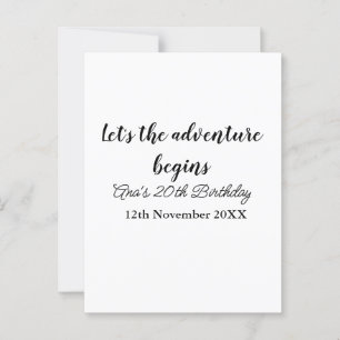 laat het avontuur beginnen 20ste verjaardag voeg n briefkaart