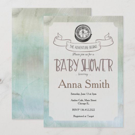 Laat het avontuur beginnen Baby shower Kaart (Voorkant / Achterkant)