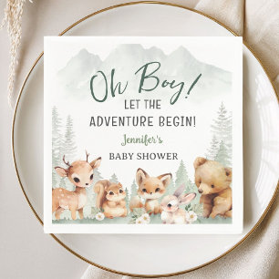 Laat het avontuur beginnen Jongen Bos Baby Shower Servet