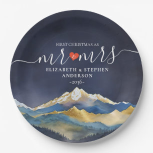 Laat het avontuur beginnen met de blauwe gouden br papieren bordje