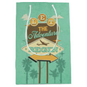 Laat het avontuur beginnen met retro stijl ontwerp medium cadeauzakje (Voorkant)