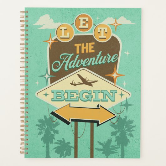 Laat het avontuur beginnen met retro stijl ontwerp planner (Voorkant)