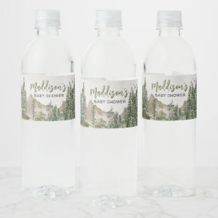 Laat het avontuur beginnen Mountain Baby shower Waterfles Etiket