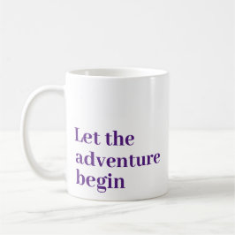 Laat het avontuur beginnen paarse script Monogram Koffiemok