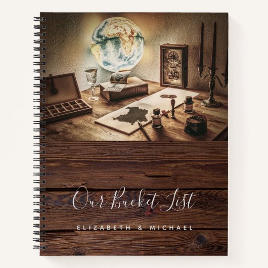 Laat het avontuur beginnen! Pasgetrouwden BUCKETLI Notitieboek (Voorkant)