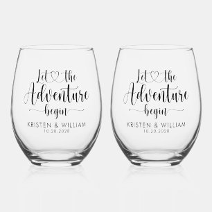 Laat het avontuur beginnen wijnglas zonder voet