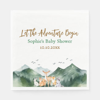 Laat het avontuur beginnen Woodland Baby shower Servet