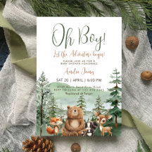 Laat het avontuur beginnen Woodland Boy Baby showe