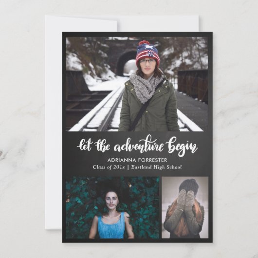 Laat het avontuur Chalkboard beginnen | Afstuderen Kaart (Voorkant)