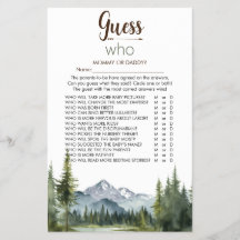 Laat het avontuur 'Guess Who' Baby shower Game