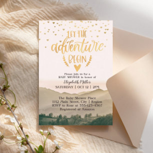 Laat het avontuur met Genderneutraal Baby shower b Kaart