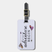 Laat het avontuur met Pijl Paars het hart van Bagagelabel (Voorkant verticaal)