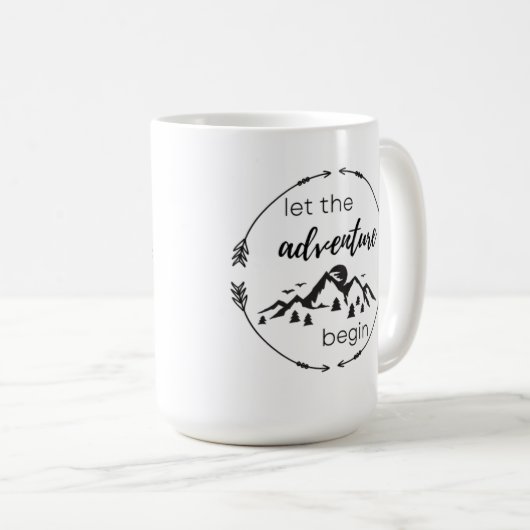 Laat het Avontuur Mok - Zwart en Wit beginnen (Voorkant rechts)